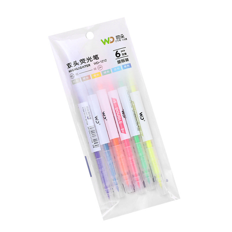 Wholesale Double Ended Plastic Highlighter Set 6pcs
